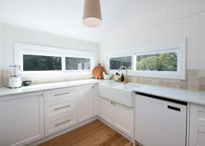 bright white kitchen in Maleny Country House