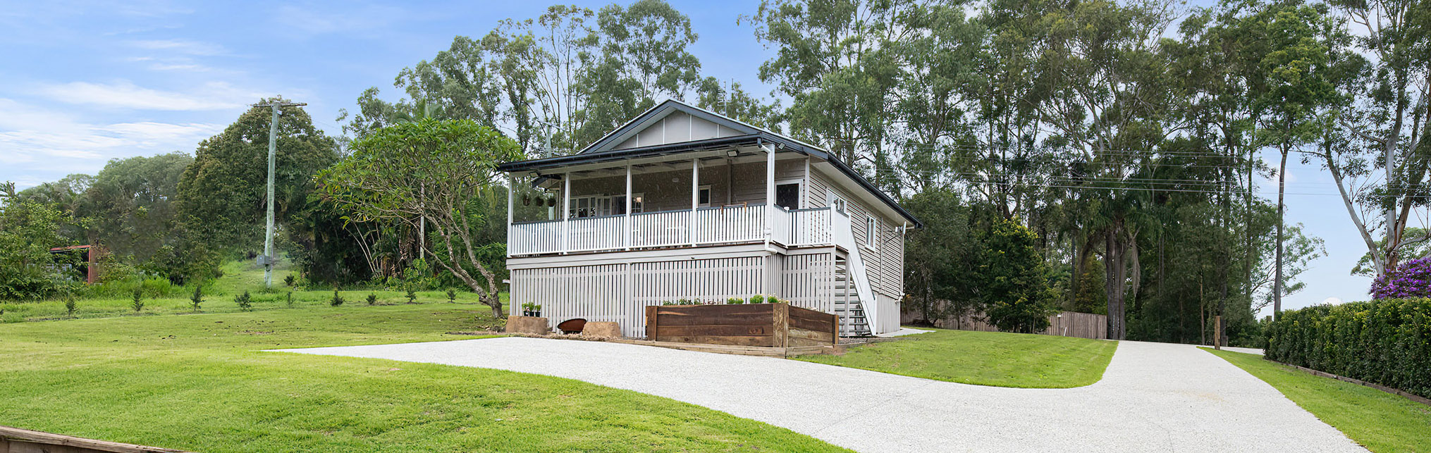aerial shot of the side of Maleny Cottage
